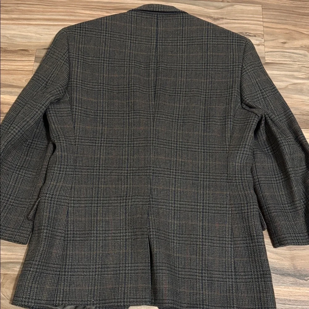 Brooks Brothers Mens Wool Silk Lined Gray Plaid Blazer 42R Office Business